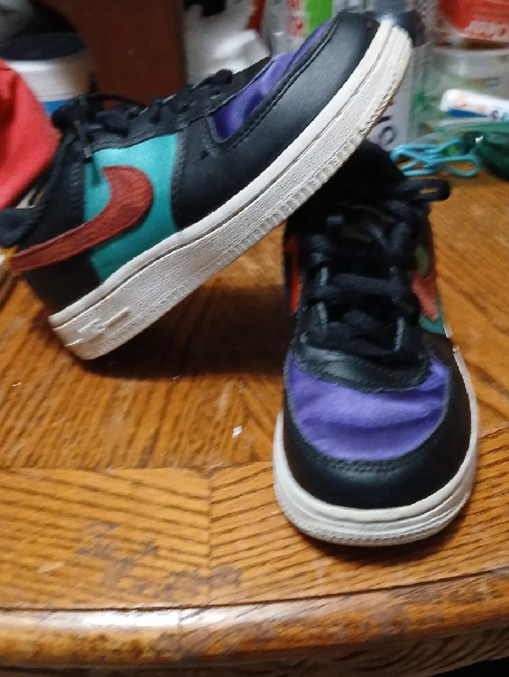 Nike Kids Sneakers in Black with Purple, Teal & Orange Accents‎